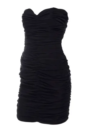1980s Loris Azzaro Boutique Vintage Black Strapless Bodycon Dress Size 2