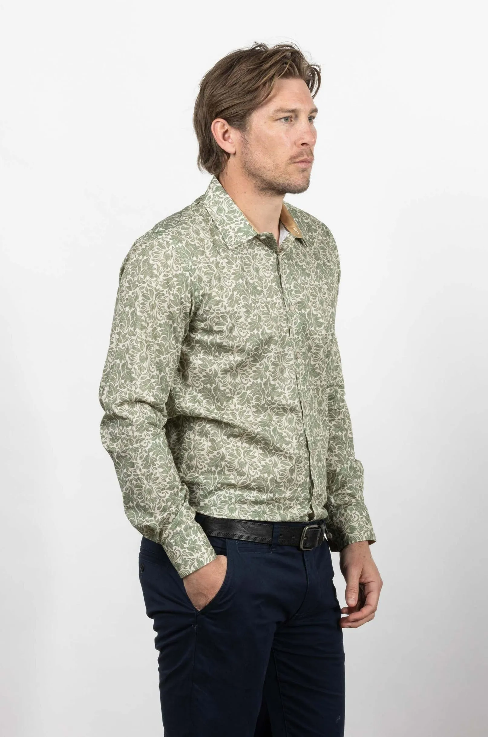 Blake Floral Print Shirt: Cactus