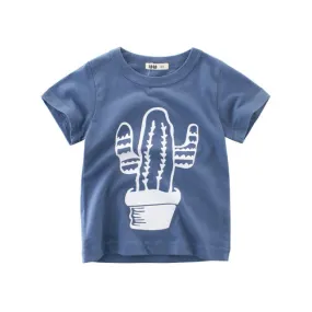 Cactus Blue Boys T-shirt Cotton Short Sleeve
