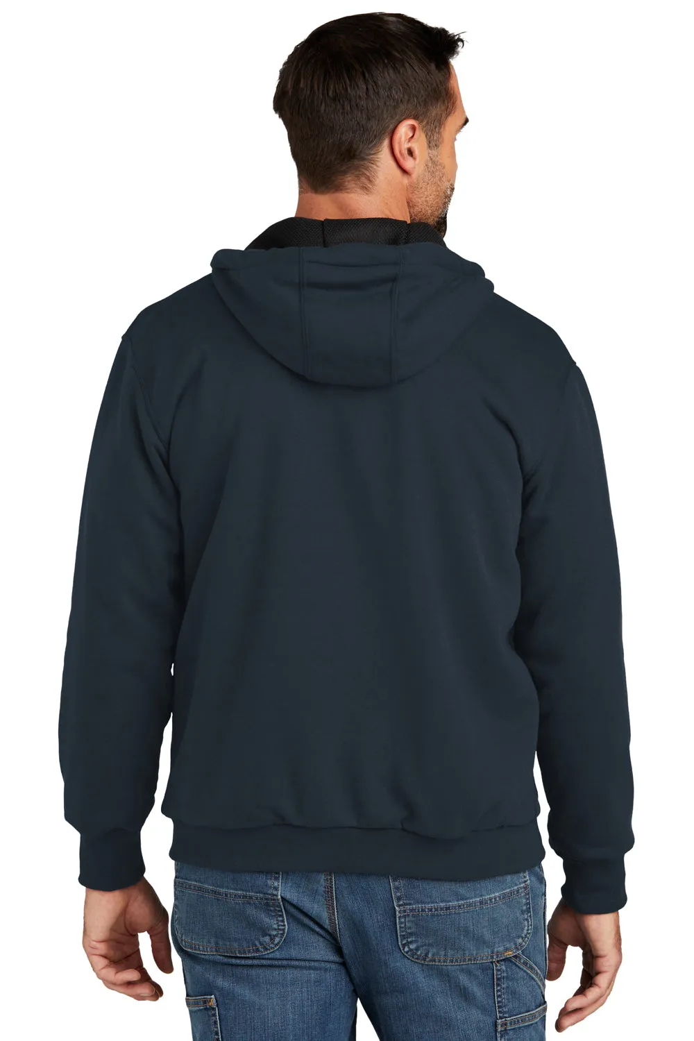 Carhartt Mens Water Resistant Thermal Lined Full Zip Hooded Sweatshirt Hoodie w/ Pockets - New Navy Blue