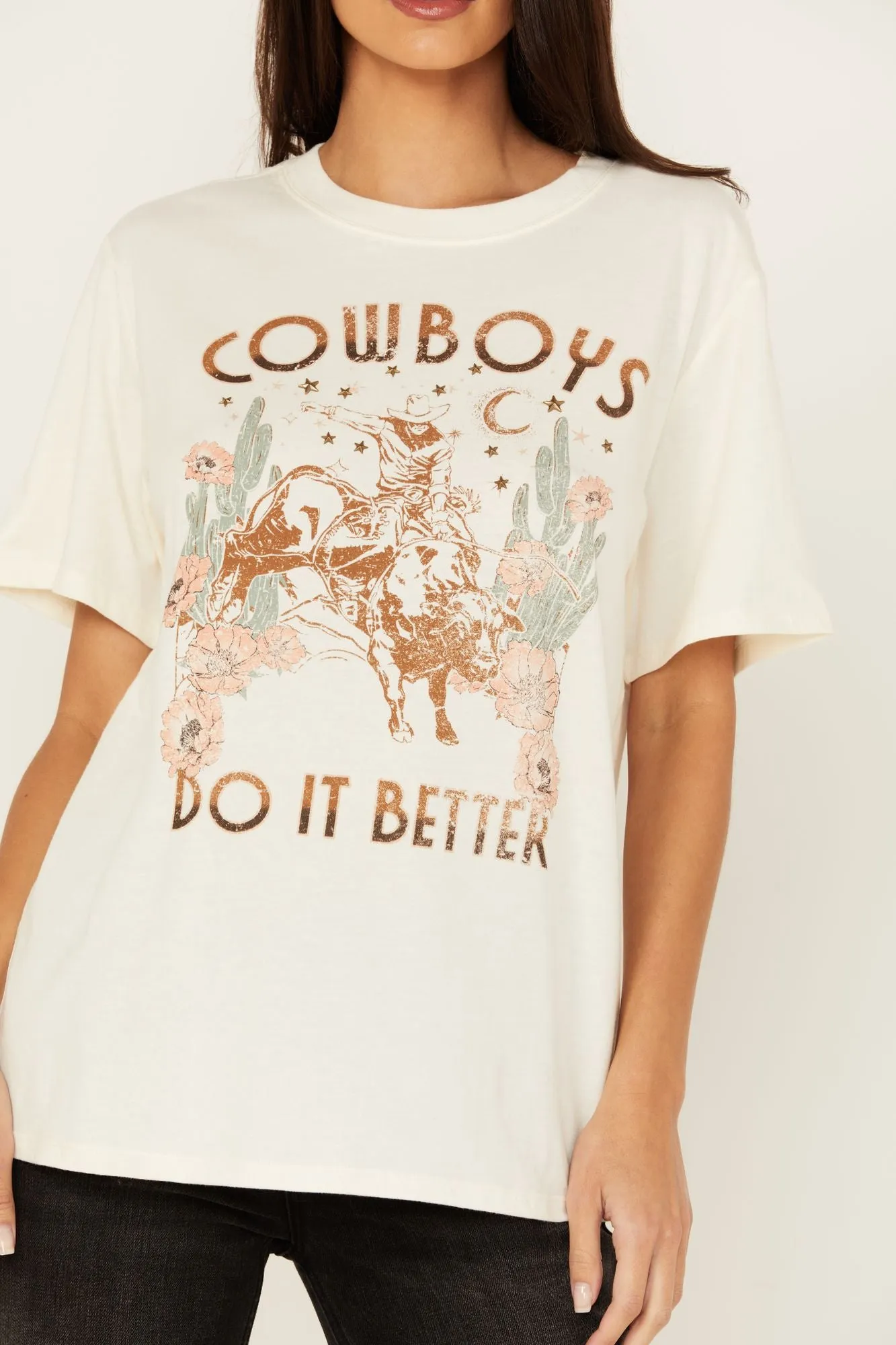 Cowboys Do It Better Embellished Short Sleeve Graphic Tee