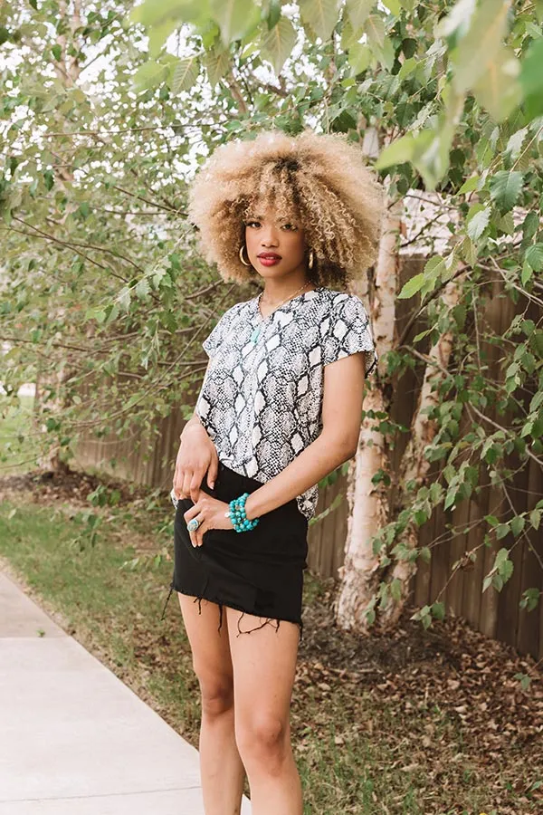 First in Sass Snake Print Top