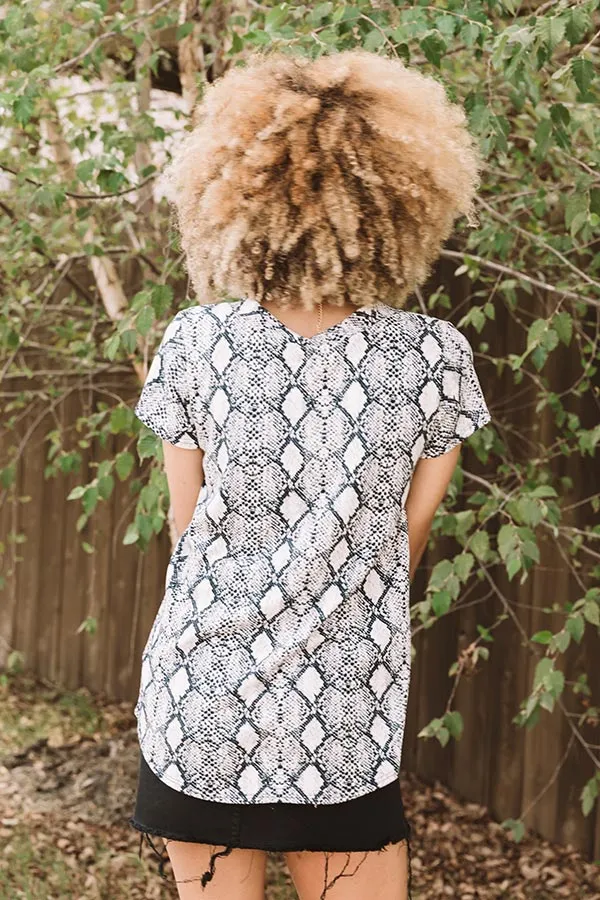 First in Sass Snake Print Top