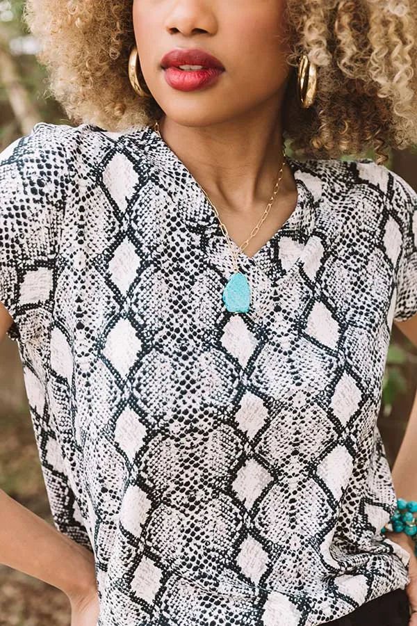 First in Sass Snake Print Top