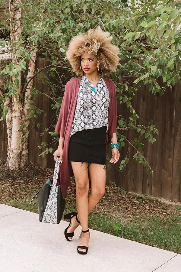 First in Sass Snake Print Top
