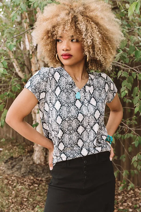 First in Sass Snake Print Top