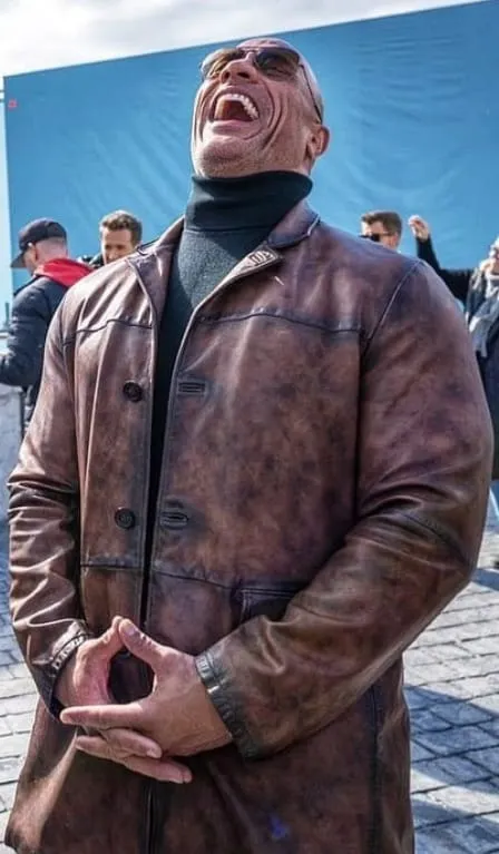 Red Notice Look Decadent Leather Coat Worn by Dwayne Johnson | Red Notice Dwayne Johnson Leather Coat