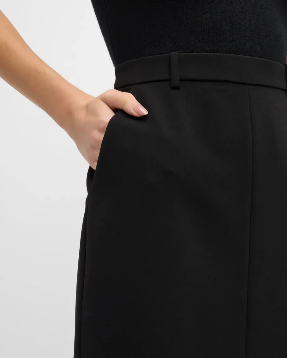 Theory Funnel Neck Mixed Media Midi Dress
